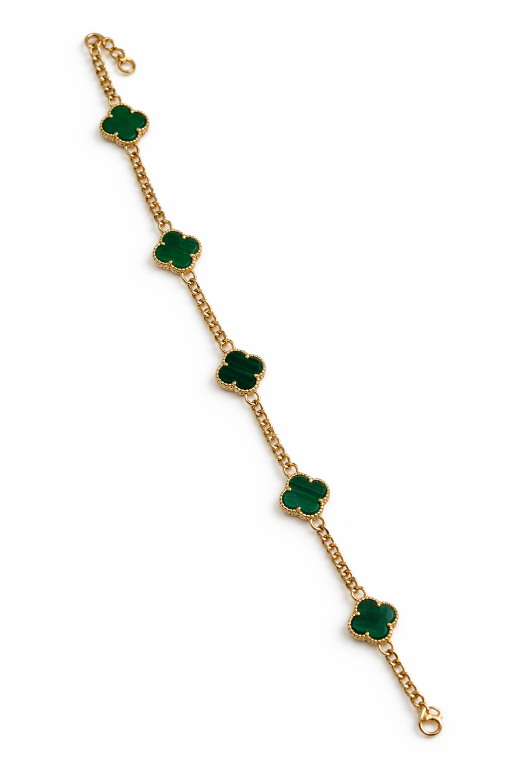 14K Gold Green Clover Bracelet