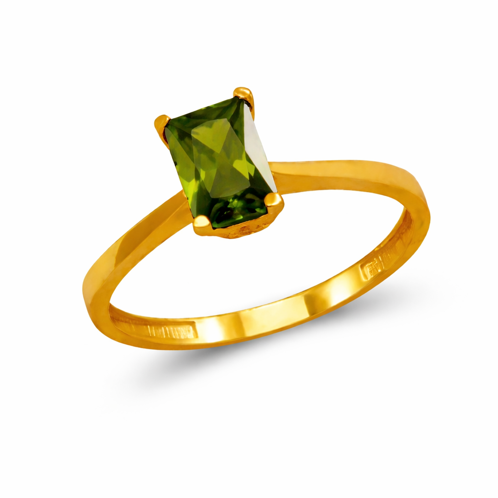 Minimal 14K Gold Ring with Green Stone