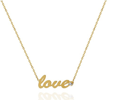 14K Gold Love Necklace with Diamond, Arlina Jewelry