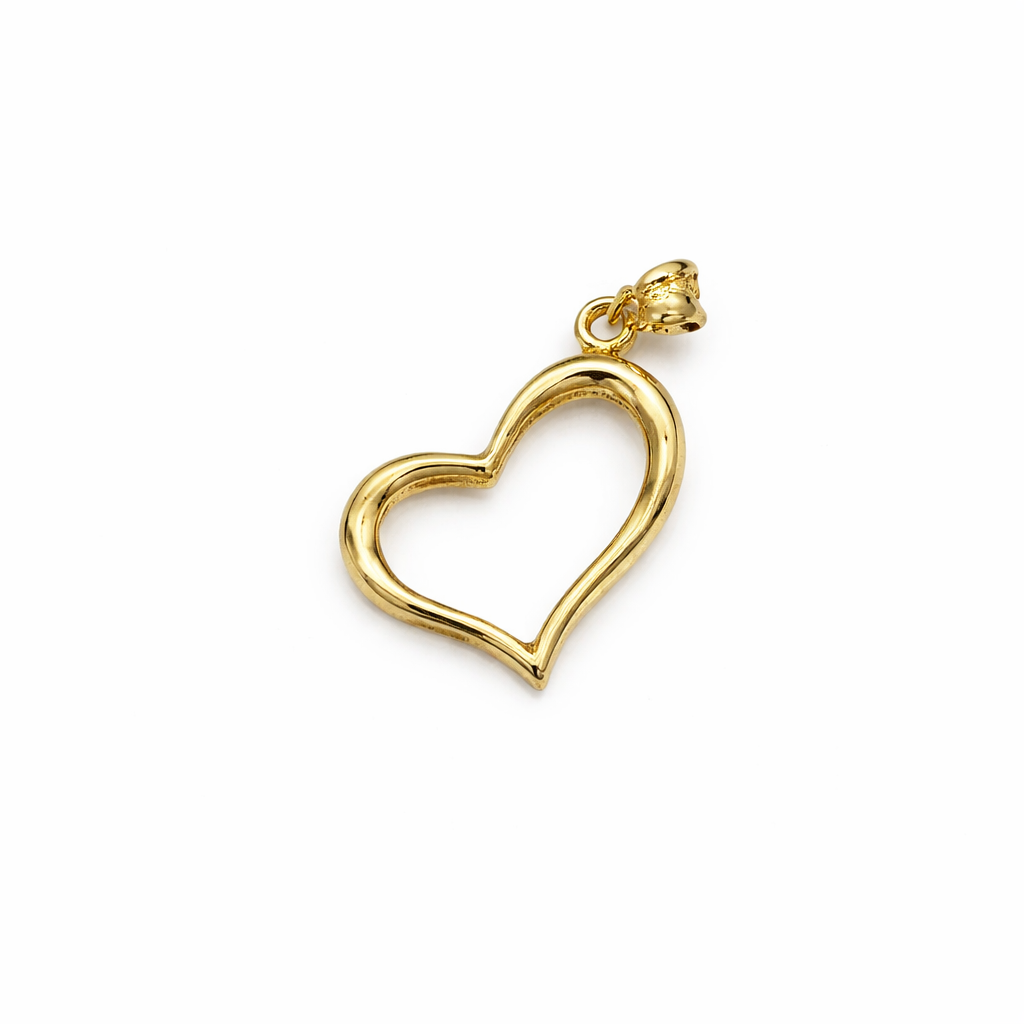 14K Gold Open Heart Pendant, Arlina Jewelry