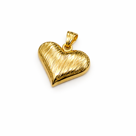 14K Gold Textured Heart Pendant