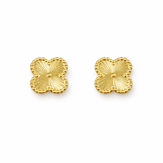 14K Gold Clover Stud Earrings