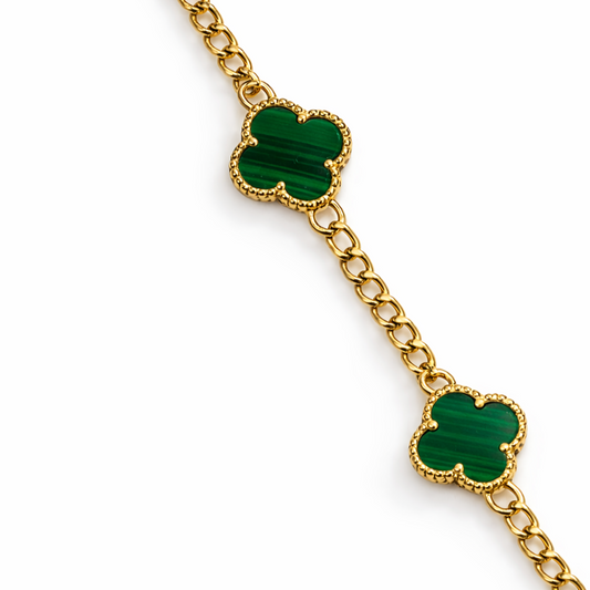 14K Gold Green Clover Bracelet