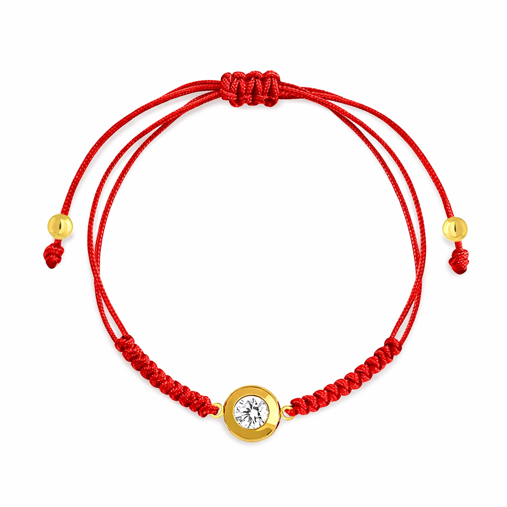 14K Silk Cord Bracelet – Round Button 4mm