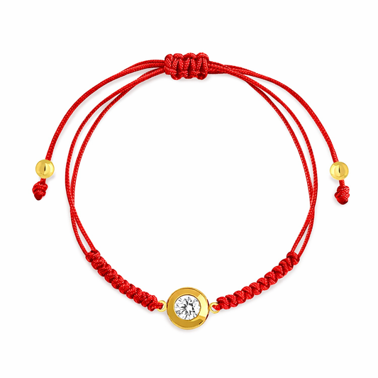 14K Silk Cord Bracelet – Round Button 4mm