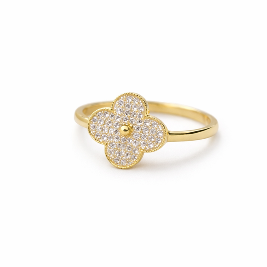 14K Gold Diamond Clover Ring