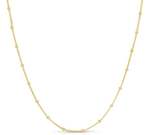 14K Gold Cuban Ball Chain Necklace – 0.7mm