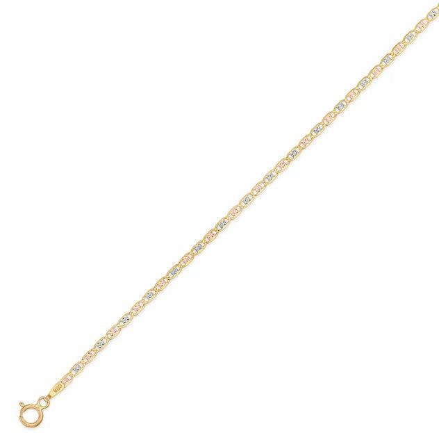 14K Tri-Color Valentino Chain Necklace 16 inch, Arlina Jewelry