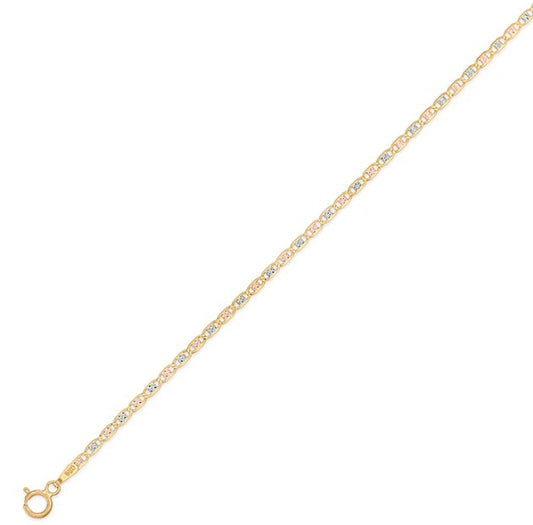 14K Tri-Color Valentino Chain Necklace – 16 Inch