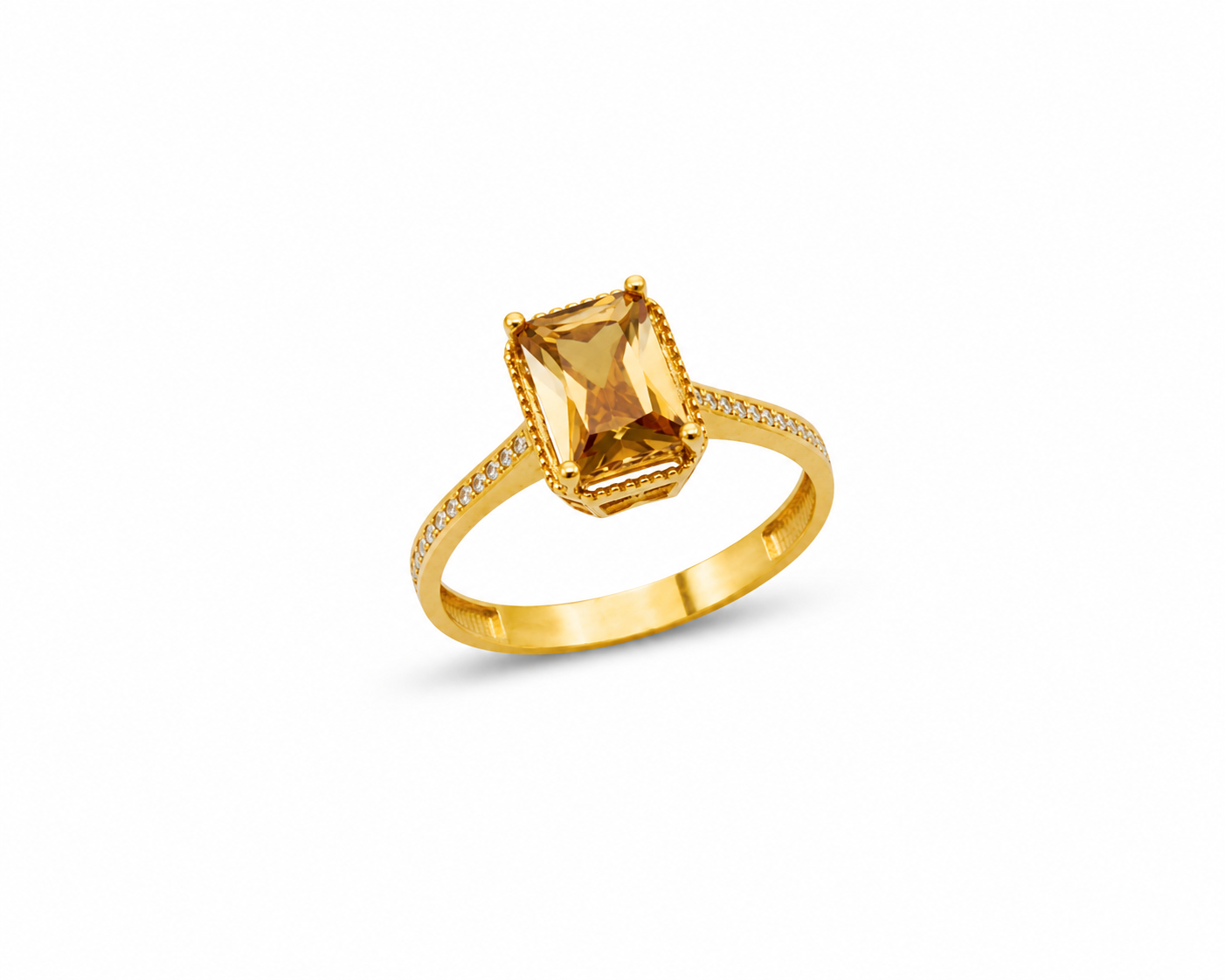 Minimal 14K Yellow Gold Ring with CZ Stone, Arlina Jewelry