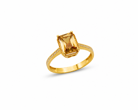Minimal 14K Yellow Gold Ring with CZ Stone, Arlina Jewelry