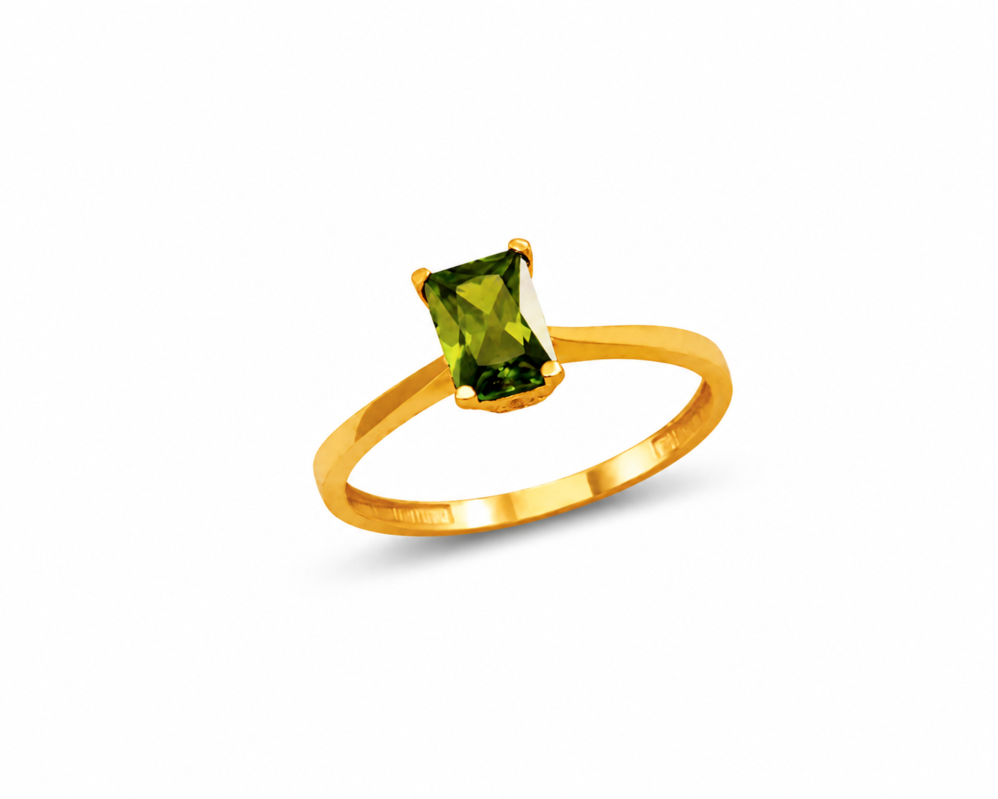 Minimal 14K Gold Ring with Green Stone, Arlina Jewelry